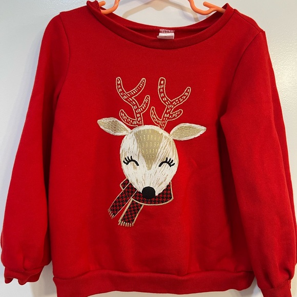 Toddler Girl’s 5T Christmas Reindeer Buffalo Plaid Sweatshirt Outfit - Picture 2 of 3